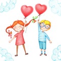 Illustration of sentimental happy couple