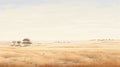 Minimalist Prairie Painting In 8k Resolution By Chris Riddell And Nicolas Poussin