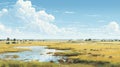 Hyperrealistic Prairie Landscape With Suffolk Coast Views