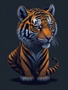 Illustration of a serene tiger sitting with closed eyes created with Generative AI technology