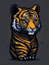 Illustration of a serene tiger sitting with closed eyes created with Generative AI technology