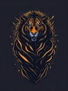 Illustration of a serene tiger sitting with closed eyes created with Generative AI technology