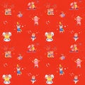Illustration series Winter Holidays Pigs. X-mas seamless pattern Royalty Free Stock Photo