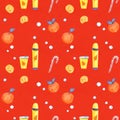 Illustration series Winter Holidays Pigs. X-mas seamless pattern with sweets Royalty Free Stock Photo