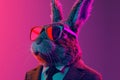 illustration of serious bunny businessman wearing sunglasses and a classic suit