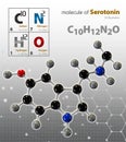 Illustration of Serotonin Molecule isolated grey background Royalty Free Stock Photo