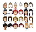 Illustration set avatars female faces, design elements, hairstyles, glasses