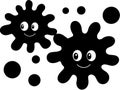 illustration of a set of black and white gears with funny faces