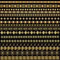 Illustration set of borders ornament of gold and precious stone Royalty Free Stock Photo
