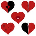 illustration of a set of broken hearts