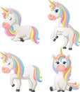 Set of Cartoon Unicorn character