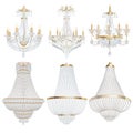 set of chandelier lamps fixtures with crystal pendants on a white background Royalty Free Stock Photo