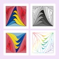 Illustration of a set of colored panels with a geometric pattern of four kinds for use by people in the design of icons or paper Royalty Free Stock Photo