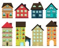 Illustration set colorful houses front view Royalty Free Stock Photo