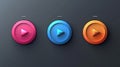 Illustration of a set of colorful media player buttons on a dark background Royalty Free Stock Photo