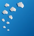 Set cut out paper clouds, speech bubbles Royalty Free Stock Photo