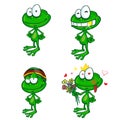 illustration of a set of cute cartoon green frog Royalty Free Stock Photo