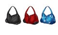 Illustration set of different colored hobo bags