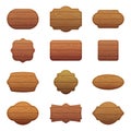 Illustration set of different shapes with wooden texture. Empty vector banners with place for your text Royalty Free Stock Photo