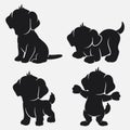 Set of dog silhouettes cartoon with different poses and expressions Royalty Free Stock Photo