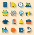 Illustration Set of Education Flat Colorful Icons