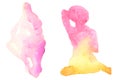 Pink cloud and pink and yellow pose. `yoga` theme