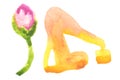 Pose and flower. `yoga` theme