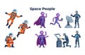 Space People and Alien Characters Vector Illustration Set Royalty Free Stock Photo