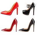 set of female fashionable shoes with heels