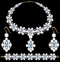 set of female pearl necklace bracelet and earrings Royalty Free Stock Photo