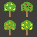 Illustration set of fruit trees