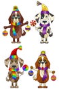 Illustration with a set of with funny cartoon dogs, animals isolated on a white background Royalty Free Stock Photo