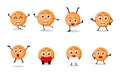 Set of funny orange fruit character cartoon