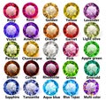 set of gemstones gems of various colors Royalty Free Stock Photo