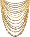 set of gold chains and beads in a large necklace Royalty Free Stock Photo