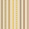 set of gold and silver chains vertical seamless pattern. Jewelry Royalty Free Stock Photo