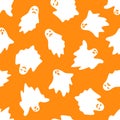 Set of Halloween ghosts on orange background Royalty Free Stock Photo