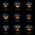 Set of Halloween pumpkins with different faces Royalty Free Stock Photo