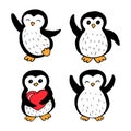 illustration, set of hand drawn cute funny penguins Royalty Free Stock Photo