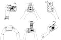 Illustration Set Of Hands Taking Photo With Camera Phone Isolated