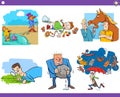 Cartoon sayings or proverbs set