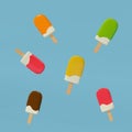 Illustration set of ice-cream fruits flavour colorful.