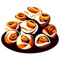 Illustration of a set of japanese sushi on a white background Generative AI Royalty Free Stock Photo