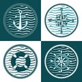 Set of mairine themed emblems