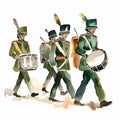 illustration of a set of military musicians, isolated on white background