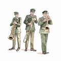 illustration of a set of military musicians, isolated on white background