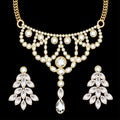 set of necklace and earrings, wedding female diamond