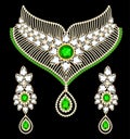 set of necklace and earrings, wedding female diamond