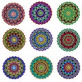 set ornament circular mandala colored. Ornamental background