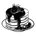 Illustration of set of pancakes with fillings and additives. Vector illustration, hand drawn. graphics